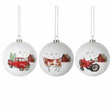 Truck, Tractor, Cow Round Ornament